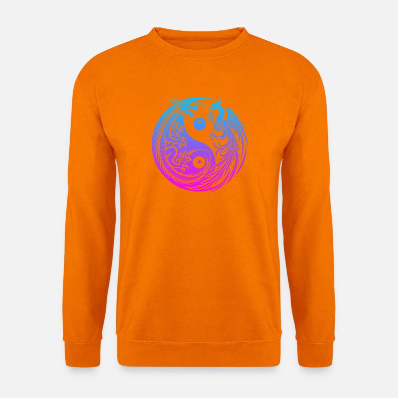 Yin Yang Drache und Phönix Neon - Unisex Pullover - Orange