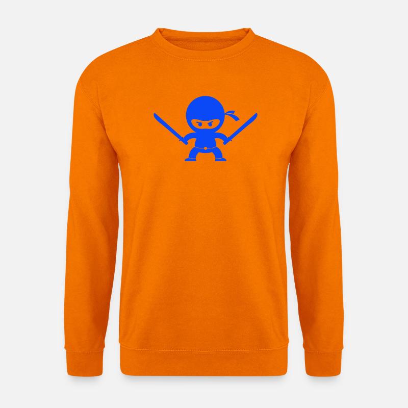 Blauer Ninja mit zwei Schwertern - Unisex Pullover - Orange