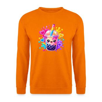 Kawaii Bubble Tea Farbexplosion - Unisex Pullover - Orange - Vorne