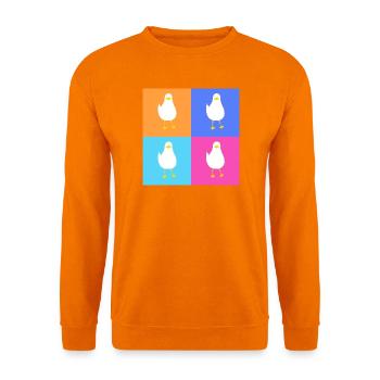 MeinsMeinsMeins - buntes Möwen Pop up - Unisex Pullover - Orange - Vorne