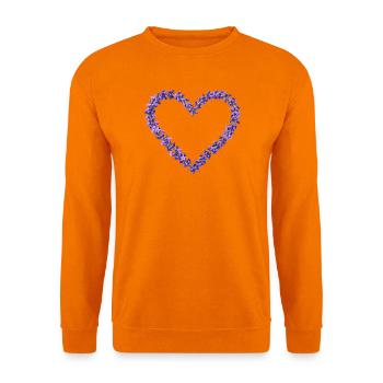 Lavendelherz aus violetten Blüten - Unisex Pullover - Orange - Vorne