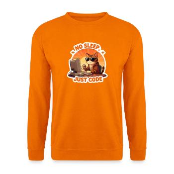 No Sleep Just Code – Retro Geek Hacker Cat - Unisex Pullover - Orange - Vorne