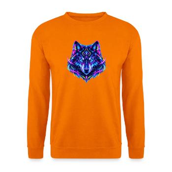 Leuchtender Neon Wolf - Unisex Pullover - Orange - Vorne