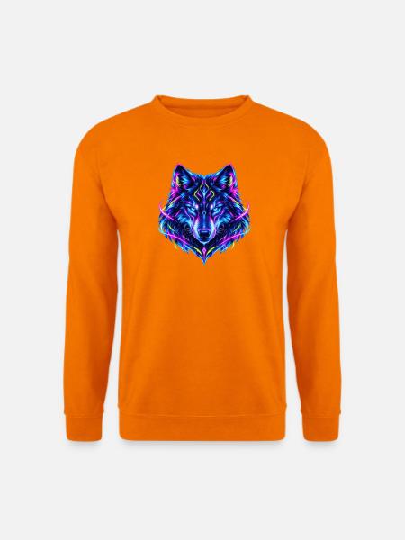 Leuchtender Neon Wolf - Unisex Pullover - Orange