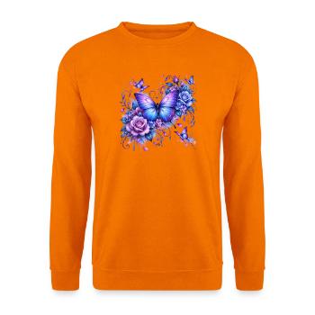 Wasserfarbener Schmetterling mit Pfingstrosen - Unisex Pullover - Orange - Vorne