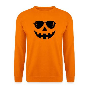 Lustiges Halloween Kürbis Gesicht mit Sonnenbrille - Unisex Pullover - Orange - Vorne