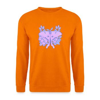 Pastell-Mond-Motte und Hibiskus-Floral - Unisex Pullover - Orange - Vorne