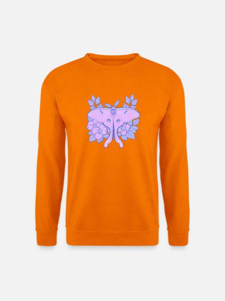 Pastell-Mond-Motte und Hibiskus-Floral - Unisex Pullover - Orange