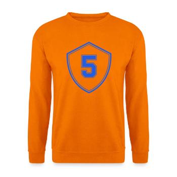 Blauer Schild mit Zahl Fünf - Unisex Pullover - Orange - Vorne