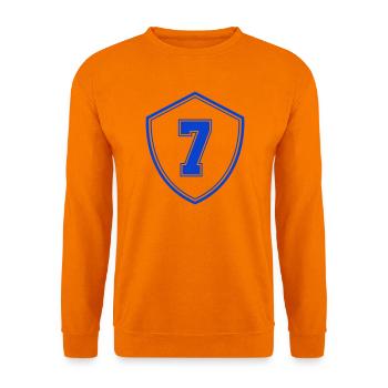 Blaues Sieben Shield Emblem - Unisex Pullover - Orange - Vorne