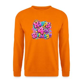 Herzlichen Glückwunsch zum 4. Geburtstag Pink Graffiti Girl Party T-Shirt - Unisex Pullover - Orange - Vorne