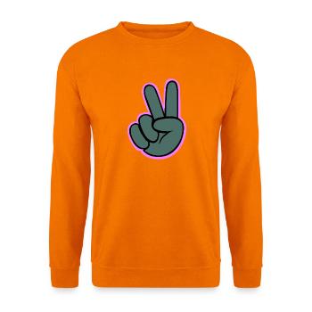 Peacezeichen Hand mit Pink Outline - Unisex Pullover - Orange - Vorne