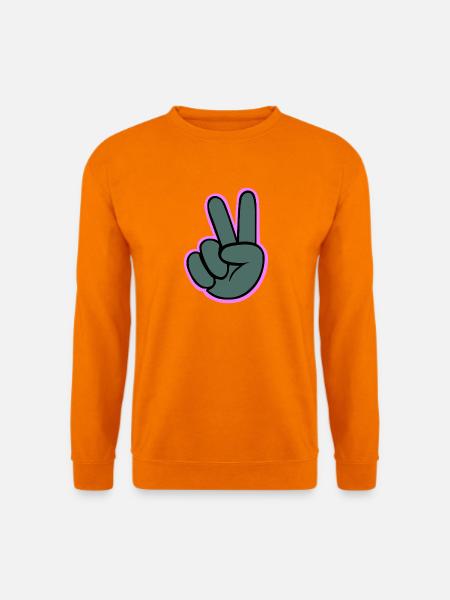 Peacezeichen Hand mit Pink Outline - Unisex Pullover - Orange
