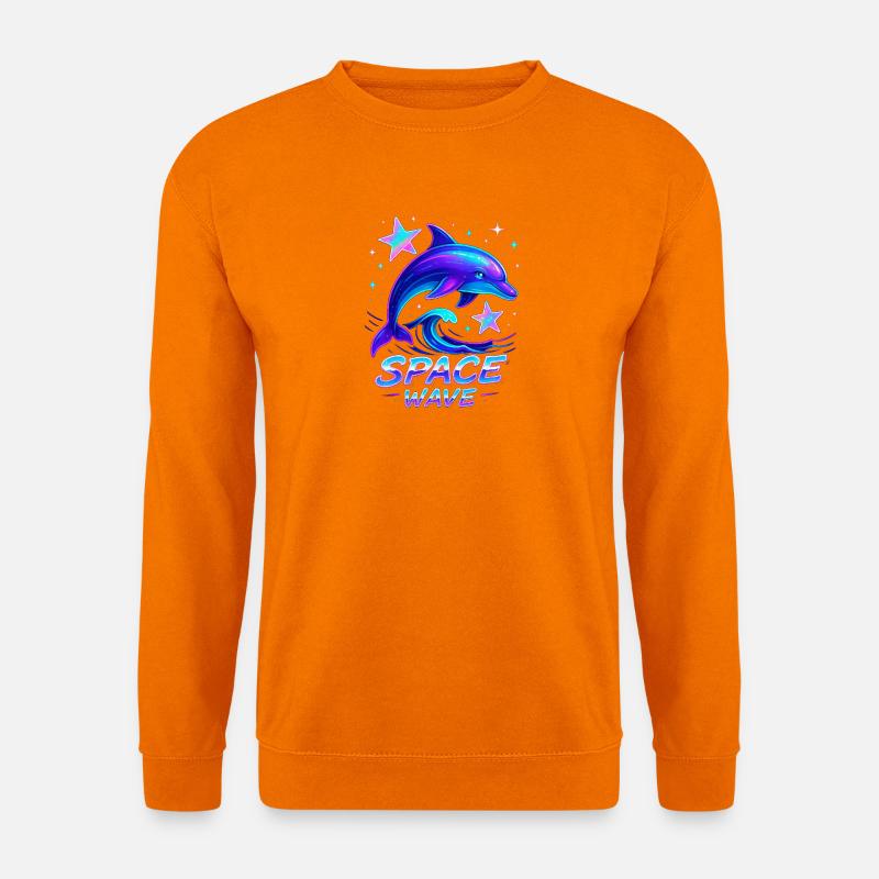 Neon Space Wave Dolphin Design - Unisex Sweatshirt - orange