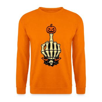 Kürbis Mittelfinger Halloween Skelett - Unisex Pullover - Orange - Vorne