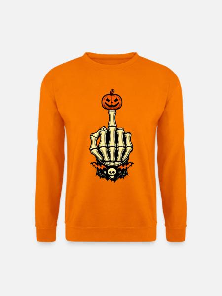 Kürbis Mittelfinger Halloween Skelett - Unisex Pullover - Orange