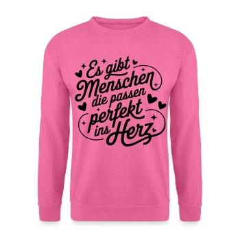 Es gibt Menschen die passen perfekt ins Herz - Unisex Pullover - Pink - Vorne