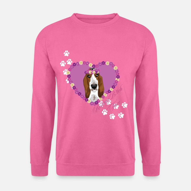 Resting B!tch Face Basset Hound - Unisex Pullover - Pink