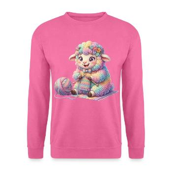 Schaf Wolle - Schaf strickt - Schaf stricken - Unisex Pullover - Pink - Vorne