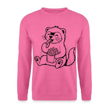 Frettchen isst Pommes - Unisex Pullover - Pink - Vorne