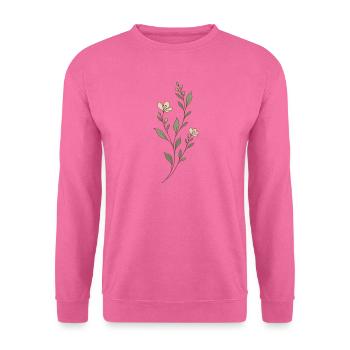 Zarte Wiesenblumen in Salbeigrün und Rosé - Unisex Pullover - Pink - Vorne