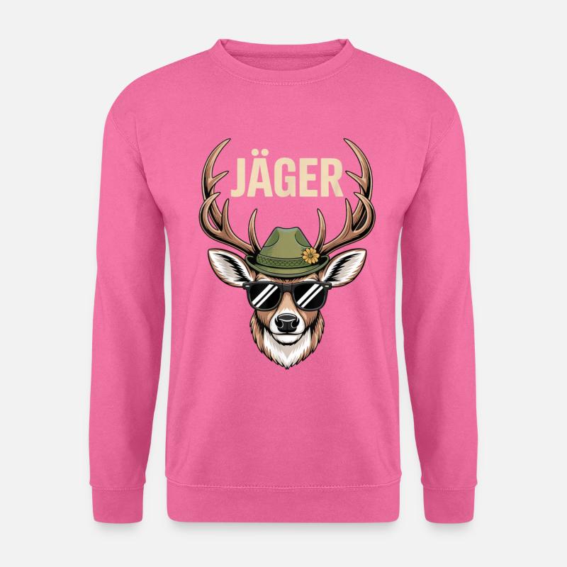 Hunter Deer with Hat Sunglasses - Unisex Sweatshirt - pink