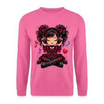 Gothic Chibi Girl Musik - Unisex Pullover - Pink - Vorne