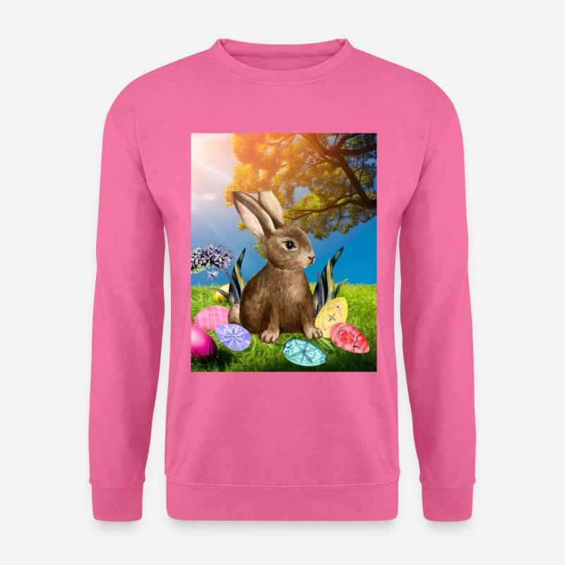 Spring Easter bunny with Easter eggs - Unisex Sweatshirt - pink