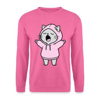 Cat Hoodie Tired Yawn Stretch Cat Owner - Unisex Sweatshirt - pink - Front