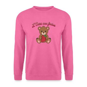 L'ours aux fraises - Sweat-shirt Unisexe - rose - Devant
