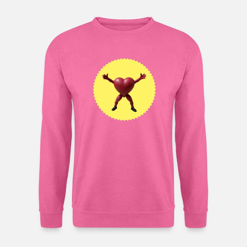 Hugging Heart Action Figure (Jagged Badge) - Unisex Pullover - Pink