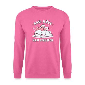 Niedliches Schlafshirt Hasi Müde Hasi Schlafen - Unisex Pullover - Pink - Vorne