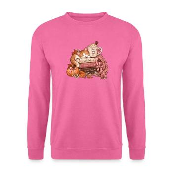 Katzenkuschelzeit: Bücher Tee Wärme - Unisex Pullover - Pink - Vorne