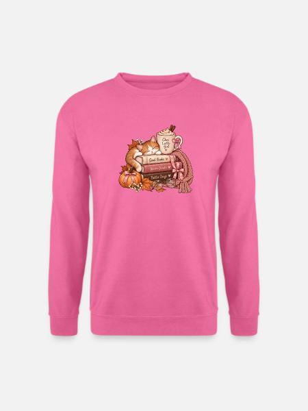 Katzenkuschelzeit: Bücher Tee Wärme - Unisex Pullover - Pink