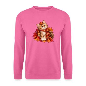 Herbstkätzchen im Blättermeer - Unisex Pullover - Pink - Vorne