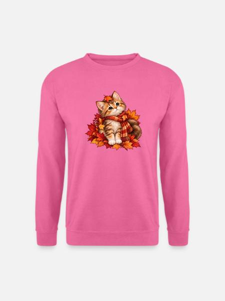 Herbstkätzchen im Blättermeer - Unisex Pullover - Pink