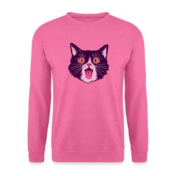 Retro Miauende Schwarze Katze - Unisex Pullover - Pink - Vorne