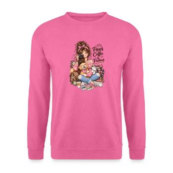 Paws Coffee Pictures Mädchen Hund Katze Spruch - Unisex Pullover - Pink - Vorne