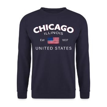 Chicago Illinois United States Flag - Unisex Sweatshirt - navy - Front - Alina (178cm) & Michal (187cm)