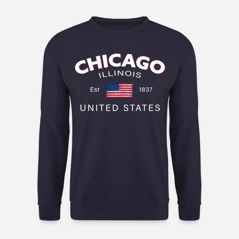 Chicago Illinois United States Flag - Unisex Pullover - Navy