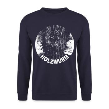 Holzwurm Holz Holzscheibe Holztafel Holzarbeiter - Unisex Pullover - Navy - Vorne - Alina (178cm) & Michal (187cm)