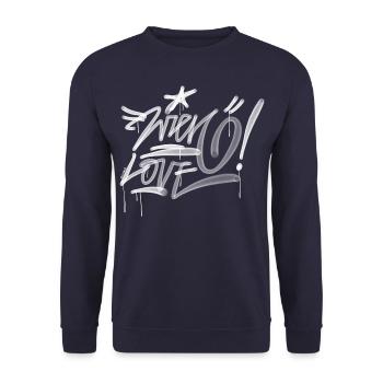 Wien Love Graffiti Fatcap Tag - Unisex Pullover - Navy - Vorne - Alina (178cm) & Michal (187cm)