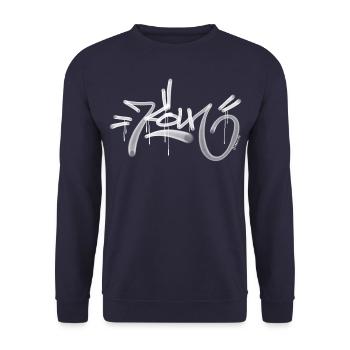 Köln Graffiti Fatcap Tag - Unisex Pullover - Navy - Vorne - Alina (178cm) & Michal (187cm)