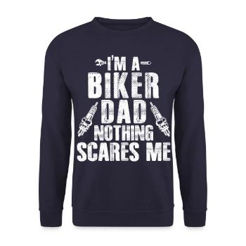 I'm a biker dad with nothing scared - Unisex Sweatshirt - navy - Front - Alina (178cm) & Michal (187cm)