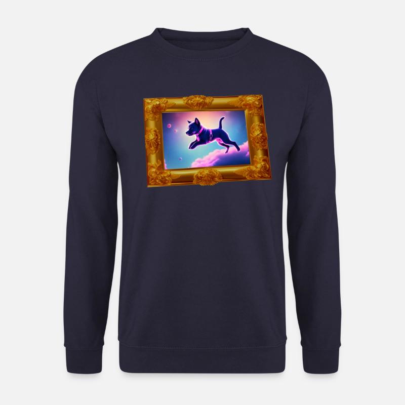 Flying Synthwave Space Puppy - Unisex Sweatshirt - navy