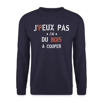 J Peux pas j ai du bois à couper - Sweat-shirt Unisexe - marine - Devant - Alina (178cm) & Michal (187cm)