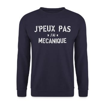 J Peux pas j ai mécanique - Sweat-shirt Unisexe - marine - Devant - Alina (178cm) & Michal (187cm)