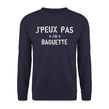 J Peux pas j ai baguette - Sweat-shirt Unisexe - marine - Devant - Alina (178cm) & Michal (187cm)