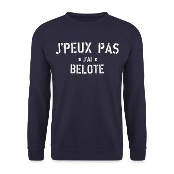 J peux pas j ai belote - Sweat-shirt Unisexe - marine - Devant - Alina (178cm) & Michal (187cm)