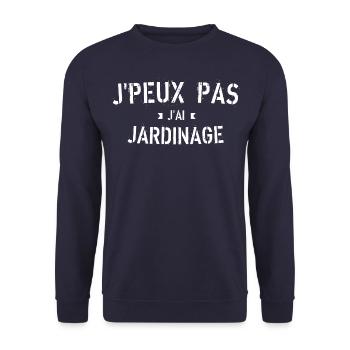 J peux pas j ai Jardinage - Sweat-shirt Unisexe - marine - Devant - Alina (178cm) & Michal (187cm)